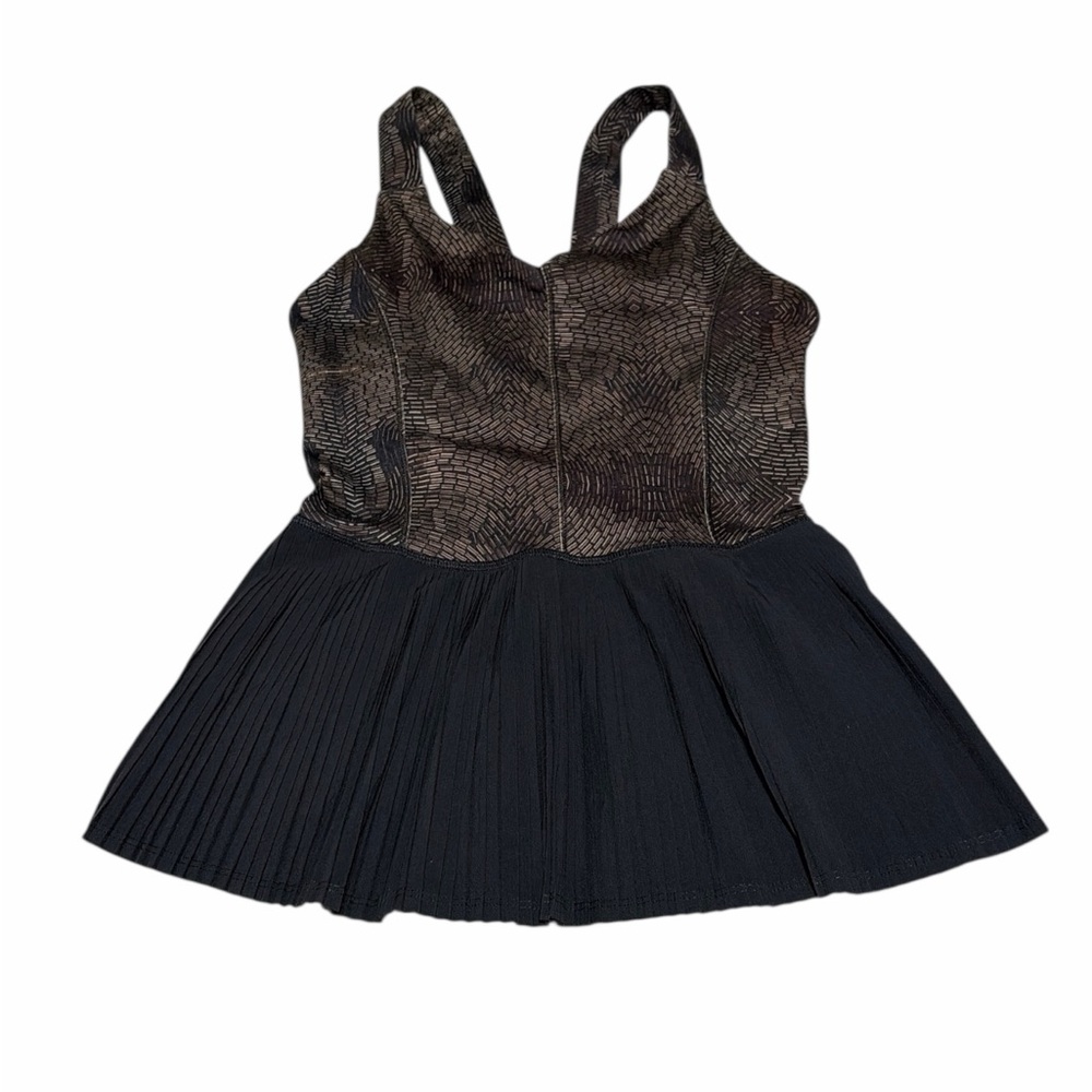 Lululemon Black and Brown peplum Tank Top with built in unpadded bra size s/m